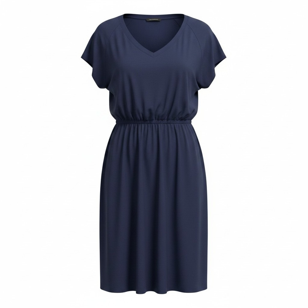 Banana Republic XL Navy Blue Womens V-Neck Jersey Dress Casual Boho Cozy Fall